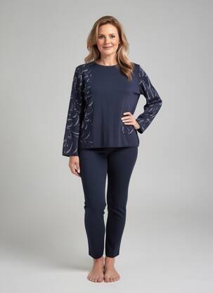 Megztinis centrinė iškirptė ilgos rankovės mėlyna ELEANE moteris