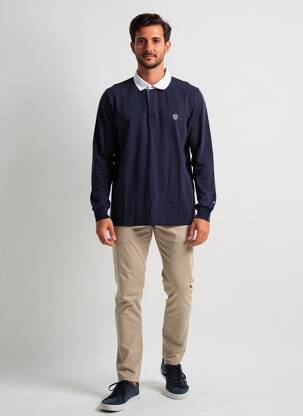 Polo ilgos rankovės ilgos rankovės mėlyna CAMBRIDGE vyras