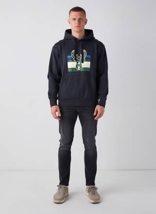 Kapišonas floqué serigrafija ilgos rankovės juodas NIKE vyras