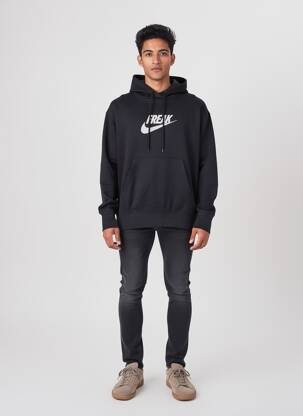 Kapišonas floqué serigrafija ilgos rankovės juodas NIKE vyras