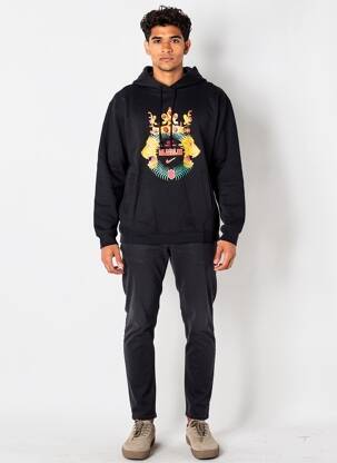Kapišonas floqué serigrafija ilgos rankovės juodas NIKE vyras