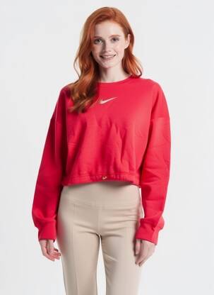 Mikroskopas tamprumas ilgos rankovės raudona NIKE moteris