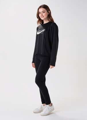 T-marškinys ilgos rankovės ilgos rankovės juodas NIKE moteris
