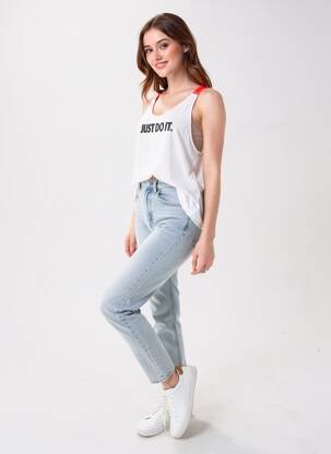 Marškiniai be rankovių tiesi kirpimas be rankų baltas NIKE moteris