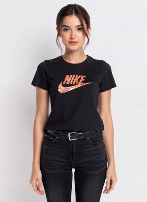 T-marškinys floqué serigrafija trumpas rankovės juodas NIKE moteris