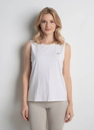 Marškiniai be rankovių floqué serigrafija be rankų baltas NIKE moteris