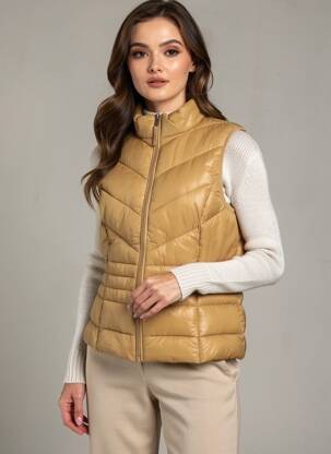 Pūkinė striukė kišenės be gobtuvų rudas VERO MODA moteris