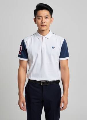 Polo jersey audinys trumpas rankovės baltas CAMBERABERO vyras