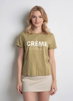 T-marškinys floqué serigrafija trumpas rankovės žalias VERO MODA moteris