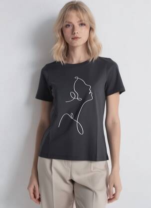 T-marškinys floqué serigrafija trumpas rankovės juodas VERO MODA moteris