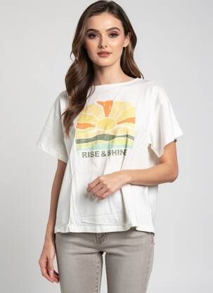 T-marškinys floqué serigrafija trumpas rankovės baltas VERO MODA moteris