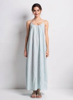 Ilga suknelė krepos audinys plonos dirželiai mėlyna AWARE BY VERO MODA moteris