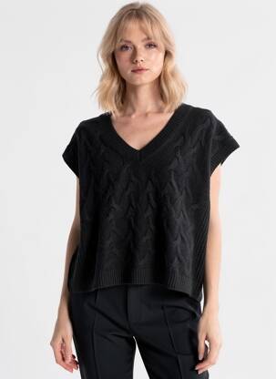 Megztinis col v be rankų juodas VERO MODA moteris