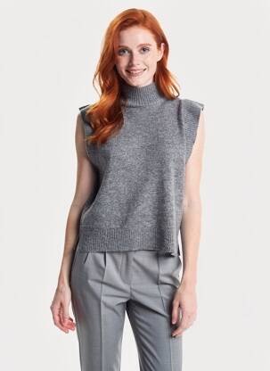 Megztinis tiesi kirpimas be rankų pilka VERO MODA moteris