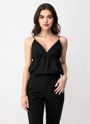 Viršūnė tamprumas plonos dirželiai juodas VERO MODA moteris