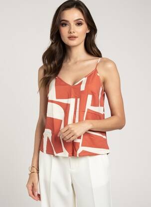 Viršūnė fantazijos raštas plonos dirželiai rudas VERO MODA moteris