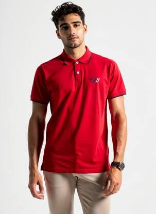 Polo jersey audinys trumpas rankovės raudona CAMBERABERO vyras