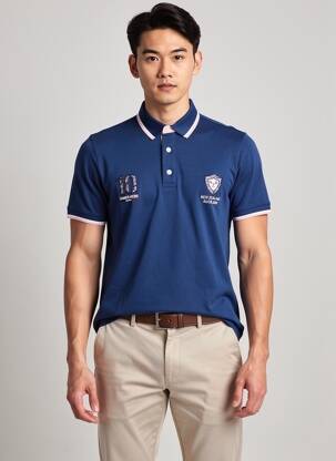 Polo jersey audinys trumpas rankovės mėlyna CAMBERABERO vyras