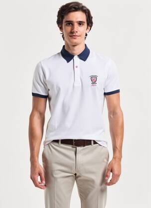 Polo jersey audinys trumpas rankovės baltas CAMBERABERO vyras