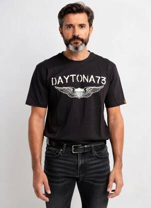 T-marškinys centrinė iškirptė trumpas rankovės juodas DAYTONA vyras