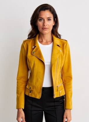 Kasdienis švarkas kraštas su apykakle geltona HF WOMAN COLLECTION moteris