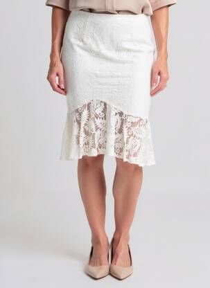 Pusilgis sijonas išplatėjusi kirpimas baltas HF WOMAN COLLECTION moteris