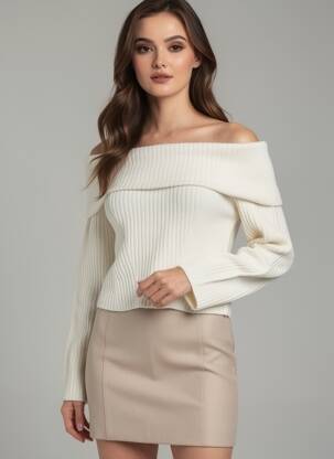 Megztinis bateau apykaklė ilgos rankovės bežinis H&M moteris