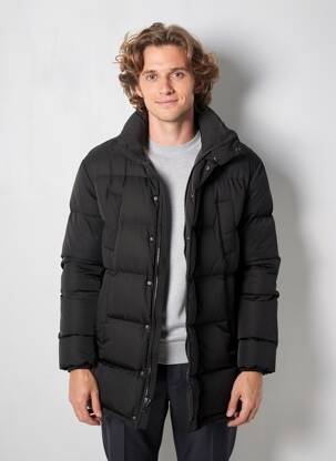 Pūkinė striukė ilgos rankovės su gobtuvu juodas H&M vyras