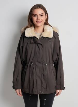 Parka ilgos rankovės su gobtuvu pilka PEPE JEANS moteris