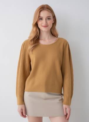 Megztinis tamprumas ilgos rankovės rudas LEE COOPER moteris