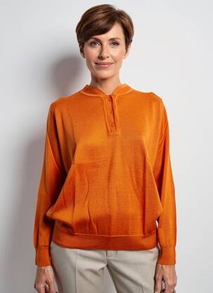 Megztinis chinamas audinys ilgos rankovės oranžinė EDWIGE moteris