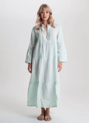 Ilga suknelė krepos audinys 3/4 rankovės žalias COUTURIST moteris