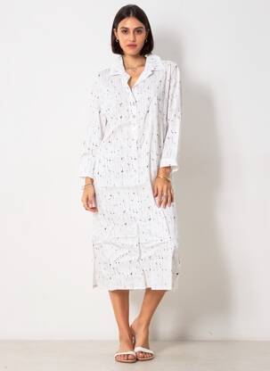 Pusilgių suknelė 3/4 rankovės 3/4 rankovės baltas COUTURIST moteris