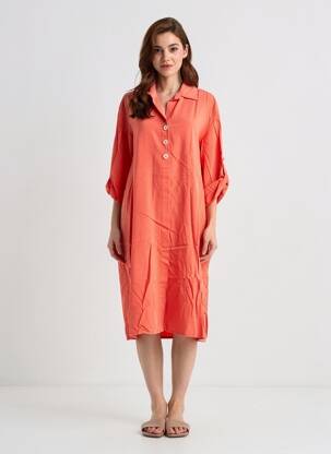 Pusilgių suknelė 3/4 rankovės 3/4 rankovės oranžinė COUTURIST moteris