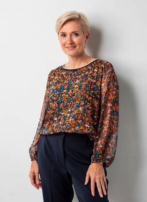 Viršūnė fantazijos raštas ilgos rankovės juodas CHRISTINE LAURE moteris