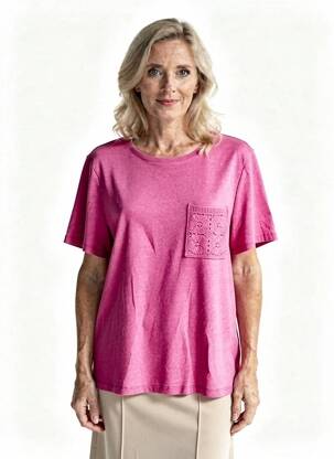 T-marškinys tamprumas trumpas rankovės rožinė JULIE GUERLANDE moteris