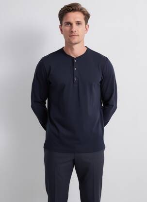 T-marškinys tunizijos apykaklė ilgos rankovės juodas RAGWEAR vyras