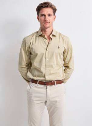 Ilgomis rankovėmis marškinys centrinė iškirptė žalias U.S. POLO ASSN vyras