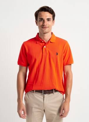 Polo tamprumas trumpas rankovės oranžinė U.S. POLO ASSN vyras