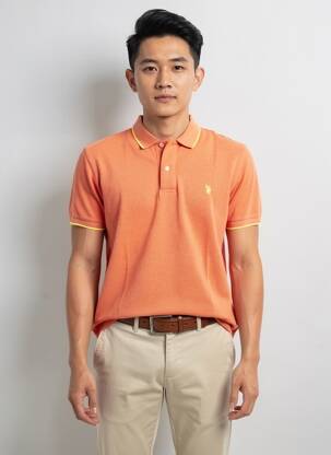 Polo tamprumas trumpas rankovės oranžinė U.S. POLO ASSN vyras