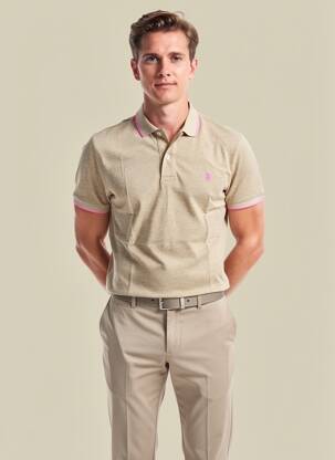 Polo tamprumas trumpas rankovės rudas U.S. POLO ASSN vyras