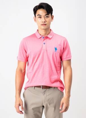 Polo jersey audinys trumpas rankovės rožinė U.S. POLO ASSN vyras