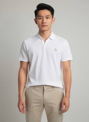 Polo jersey audinys trumpas rankovės baltas U.S. POLO ASSN vyras