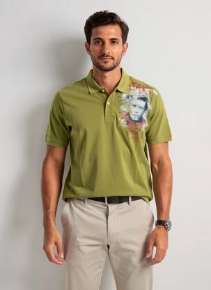 Polo sietspausdinimas trumpas rankovės žalias BOB vyras