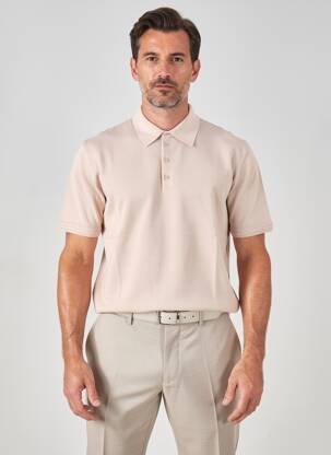 Megztinis polo apykaklė trumpas rankovės rožinė WOOL & CO vyras