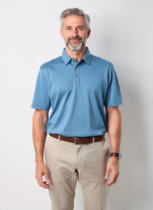 Polo jersey audinys trumpas rankovės mėlyna WOOL & CO vyras