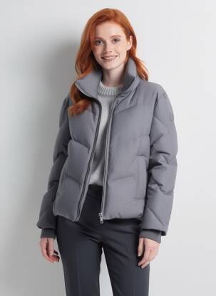 Pūkinė striukė kišenės be gobtuvų pilka U.S. POLO ASSN moteris
