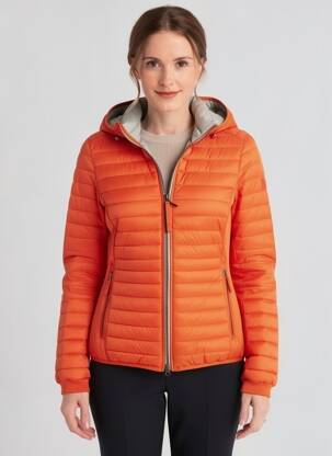 Pūkinė striukė kišenės su gobtuvu oranžinė CAMEL ACTIVE moteris