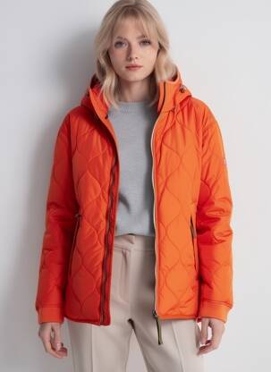 Pūkinė striukė kišenės su gobtuvu oranžinė CAMEL ACTIVE moteris