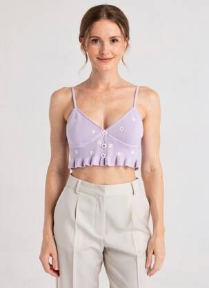 Viršūnė tamprumas plonos dirželiai violetinis FOR LOVE & LEMONS moteris